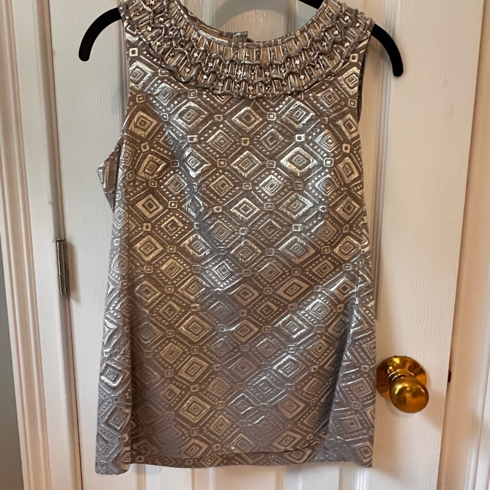 Tory Burch silver lame top